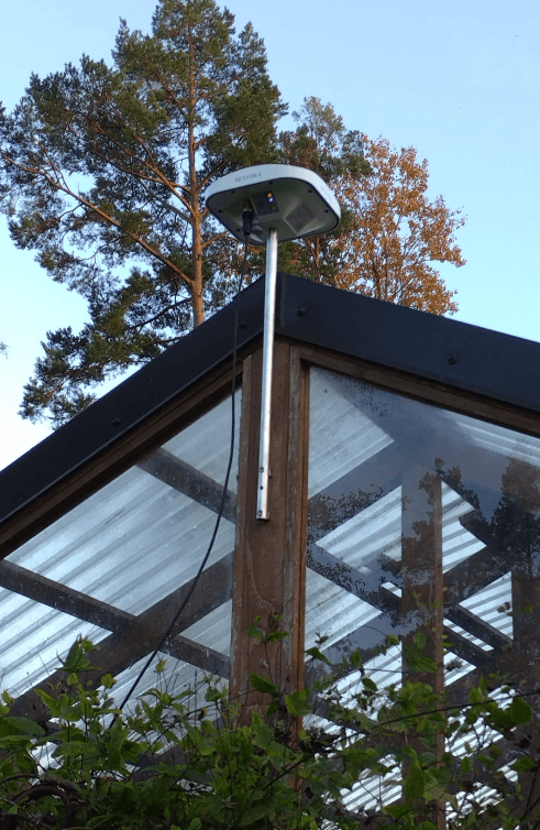 Skyfora GNSS receiver installed outdoors on a pole